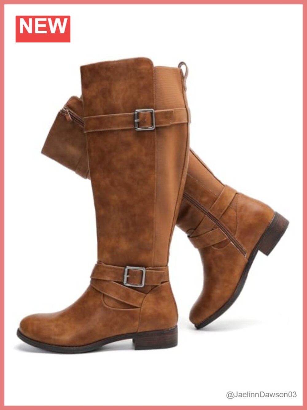 Extra Wide Calf Faux Leather Knee High Boots Round Toe Block Heel Side Zipper